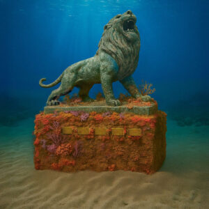 Roaring Lion Marble Statues