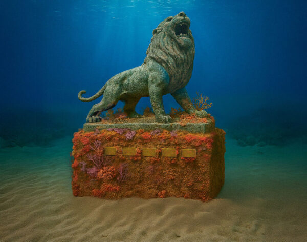 Roaring Lion Marble Statues