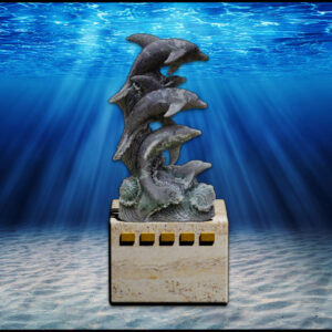 Dolphin Pod With Baby Marble Statues