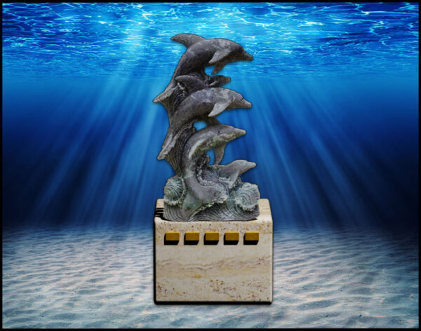 Dolphin Pod With Baby Marble Statues