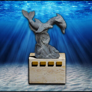 Dolphins Pair Playing Marble Statues