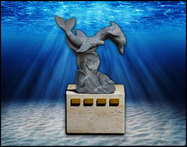 Dolphins Pair Playing Marble Statues